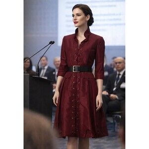 Oscar de la Renta Silk Midi Length Dress M | US 8